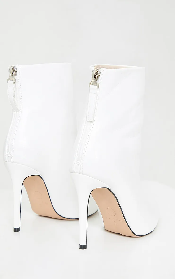 White Wide Fit Mid Heel Pointed Ankle Boots sold by Pretty Little Thing product image thumbnail 4