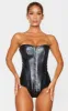 Black Faux Leather Front Hook & Eye Corset Set sold by Pretty Little Thing