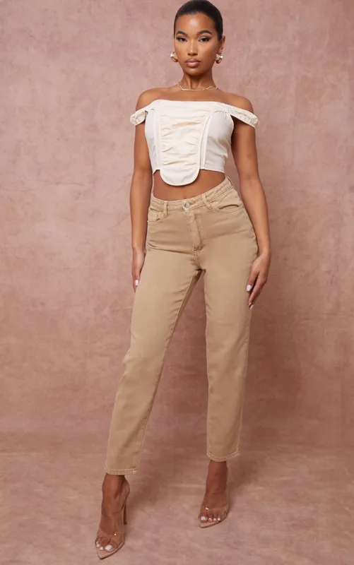 PRETTYLITTLETHING Tan Mom Jeans sold by Pretty Little Thing