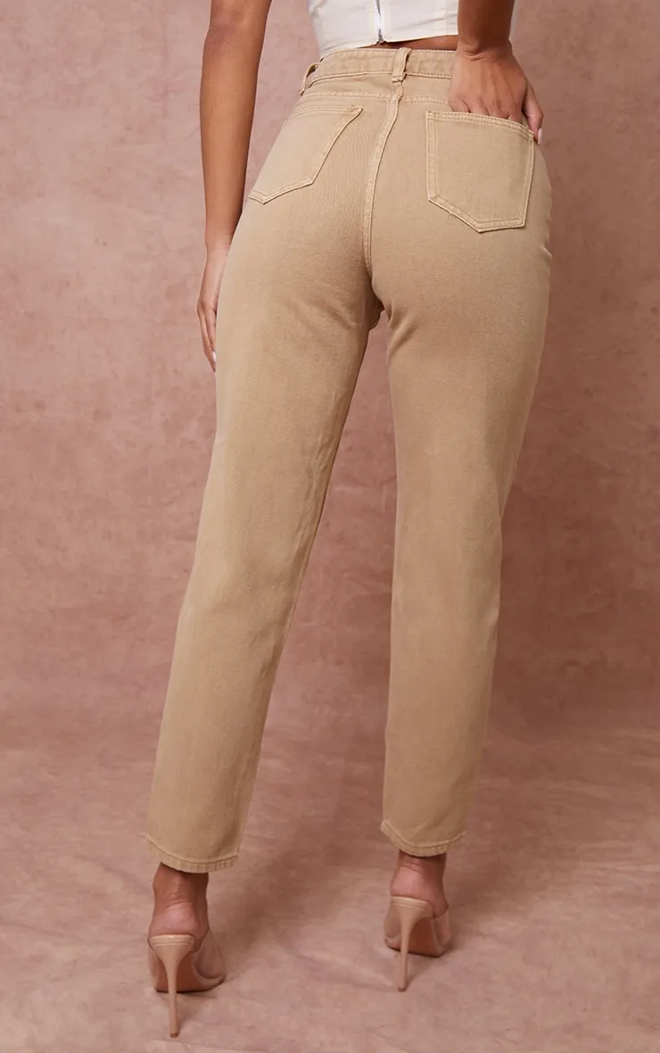PRETTYLITTLETHING Tan Mom Jeans sold by Pretty Little Thing product image thumbnail 3