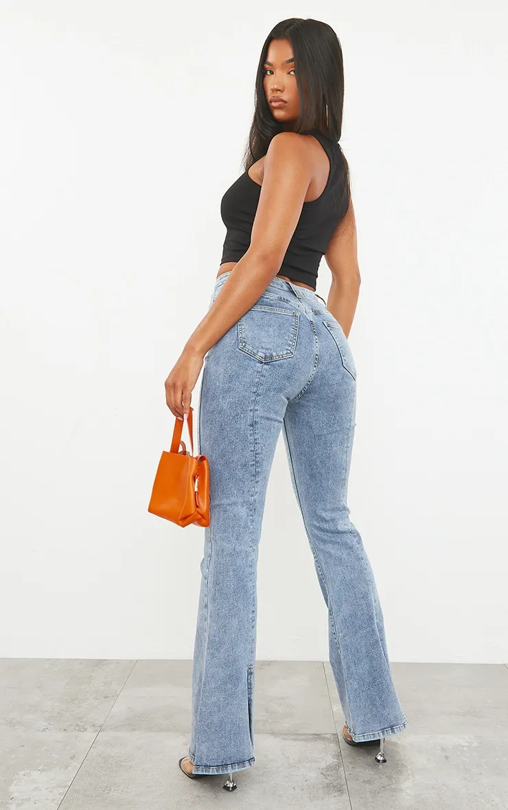 Vintage Wash Seam Back Split Hem Wide Leg Flares sold by Pretty Little Thing
