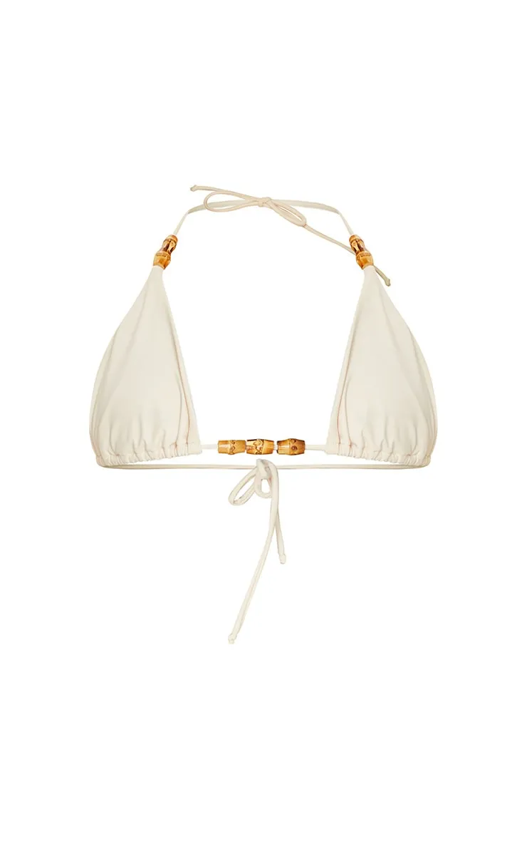 Sand Wooden Bead Triangle Bikini Top sold by Pretty Little Thing product image thumbnail 5