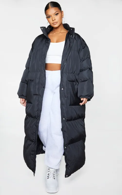Plus Black Maxi Puffer Coat sold by Pretty Little Thing