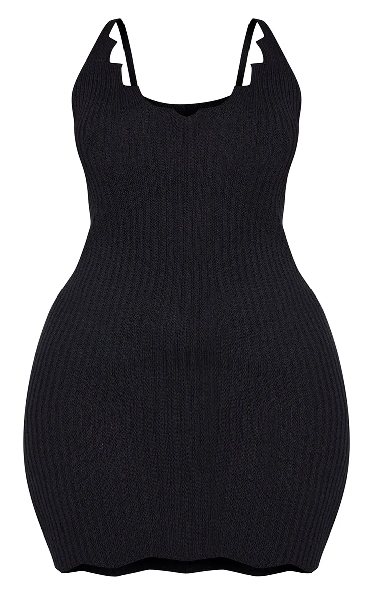 Plus Black Knit Scallop Edge Detail Bodycon Dress sold by Pretty Little Thing product image thumbnail 5
