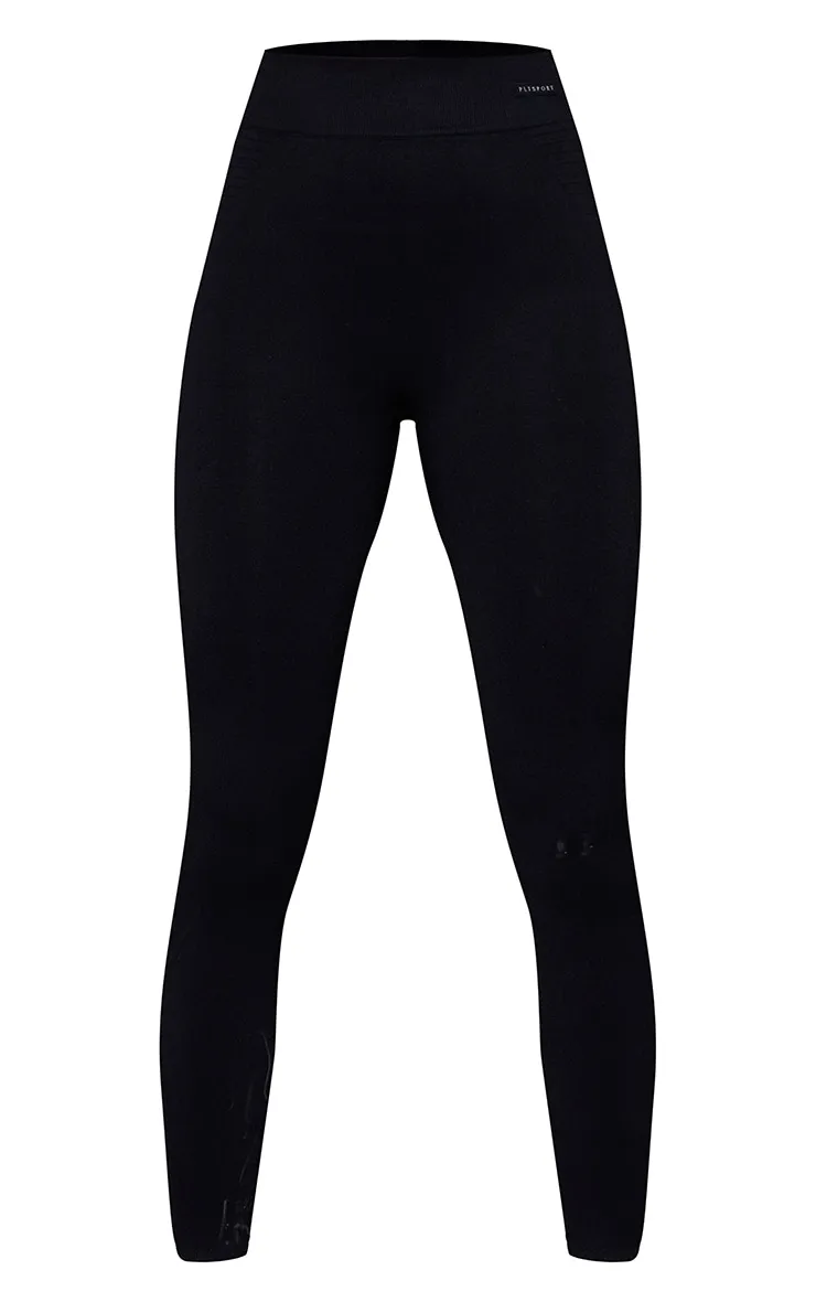 Black Seamless Rib Waist Gym Leggings sold by Pretty Little Thing product image thumbnail 5