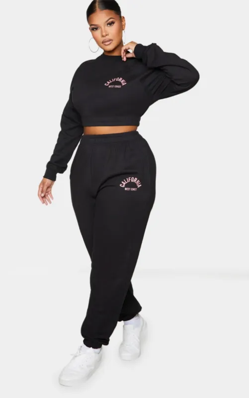 Plus Black California Print Joggers sold by Pretty Little Thing