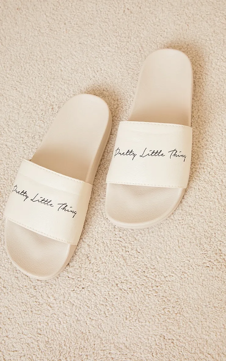 PRETTYLITTLETHING Beige Slogan Sliders sold by Pretty Little Thing product image thumbnail 3