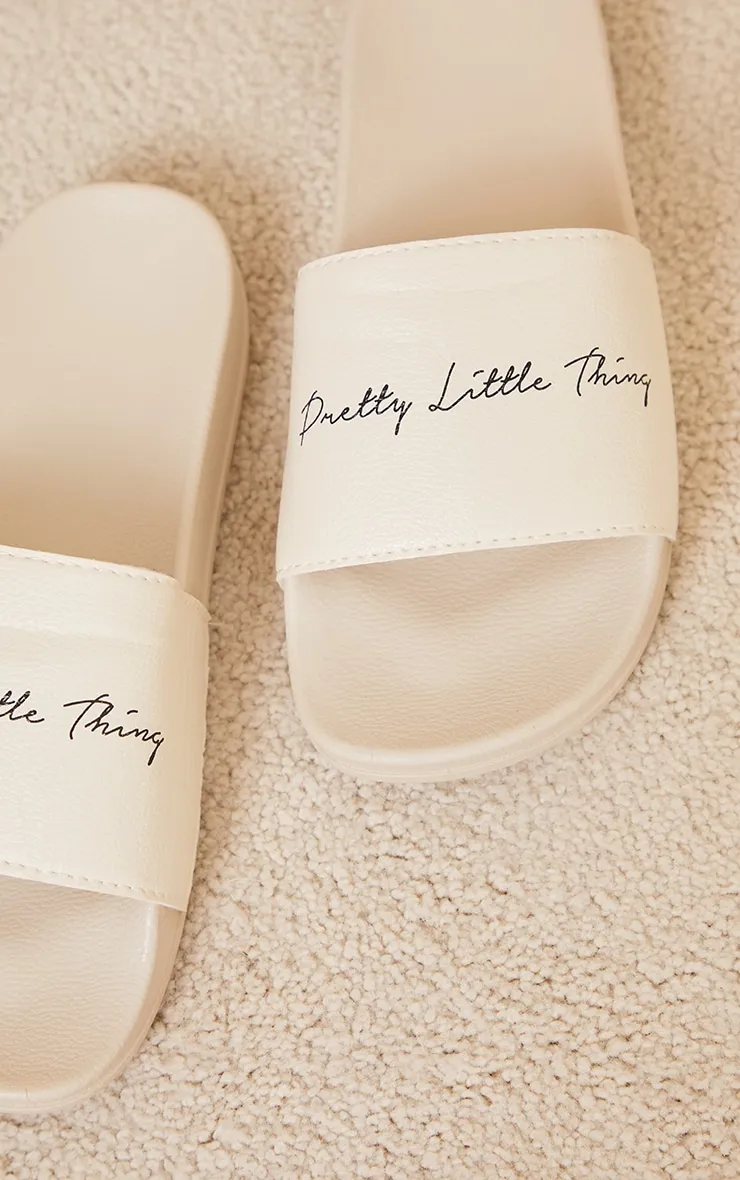 PRETTYLITTLETHING Beige Slogan Sliders sold by Pretty Little Thing product image thumbnail 4
