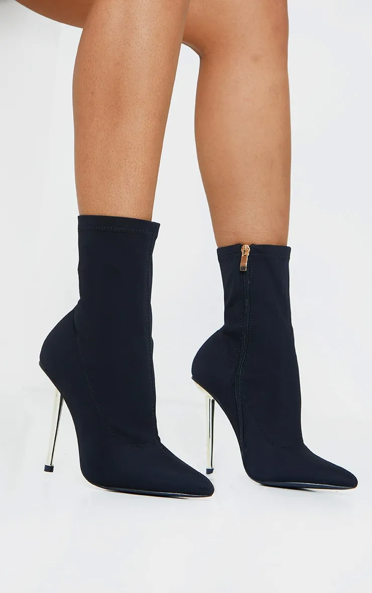 Black Woven Metal Heeled Boots sold by Pretty Little Thing