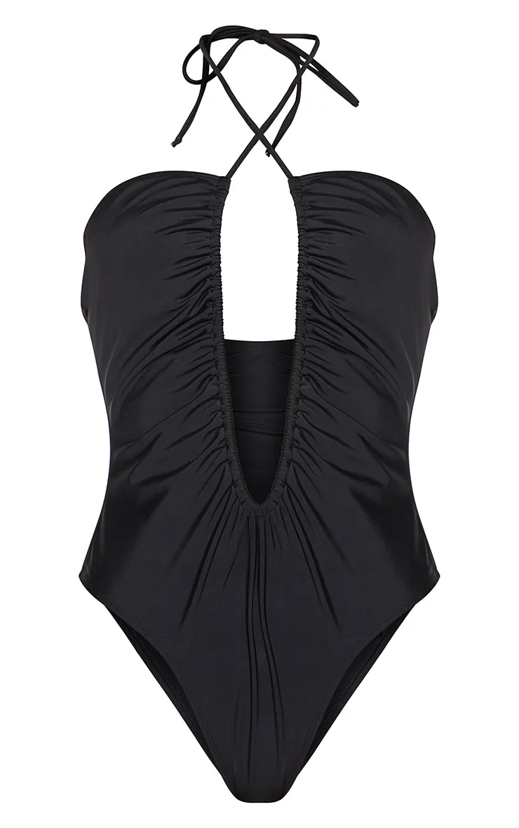 Black Scoop Neck Ruched Swimsuit sold by Pretty Little Thing product image thumbnail 5