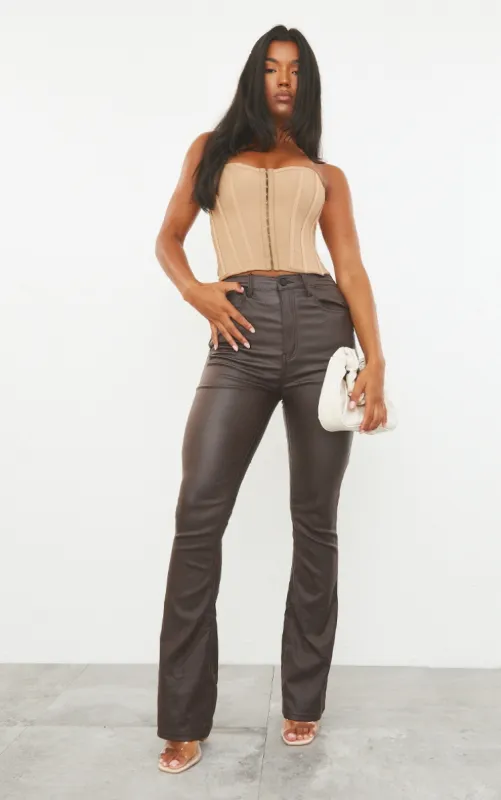 Chocolate Coated Denim Flares sold by Pretty Little Thing