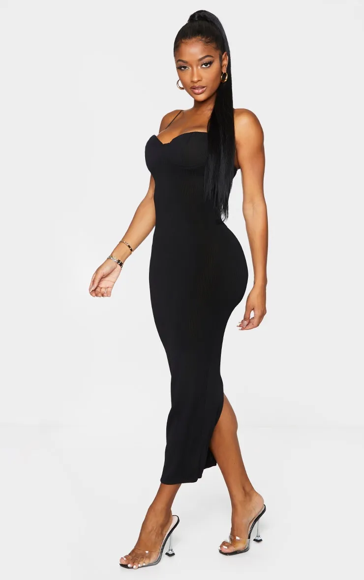 Shape Black Plisse Strappy Cup Detail Midaxi Dress sold by Pretty Little Thing product image thumbnail 3