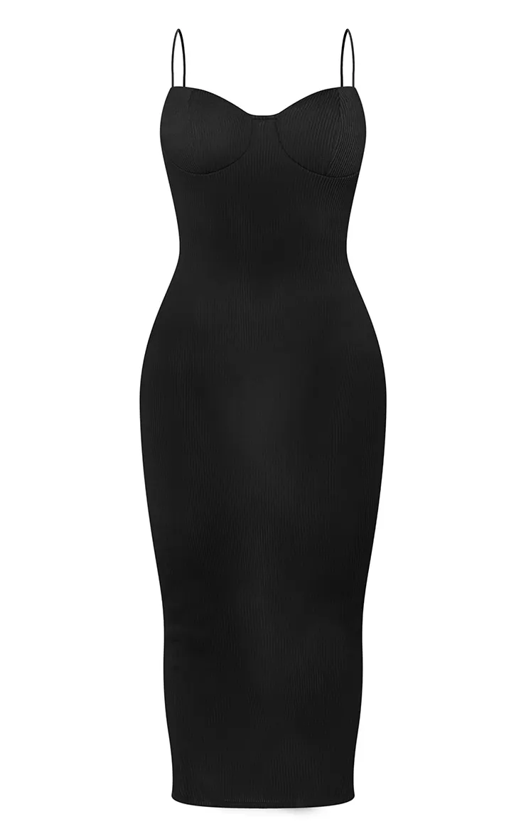 Shape Black Plisse Strappy Cup Detail Midaxi Dress sold by Pretty Little Thing product image thumbnail 5