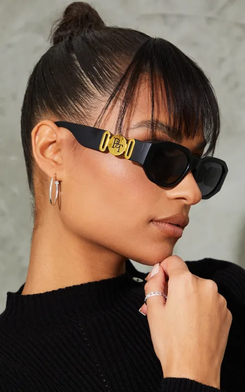 PRETTYLITTLETHING Black With Gold Side Detail Round Frame Sunglasses sold by Pretty Little Thing