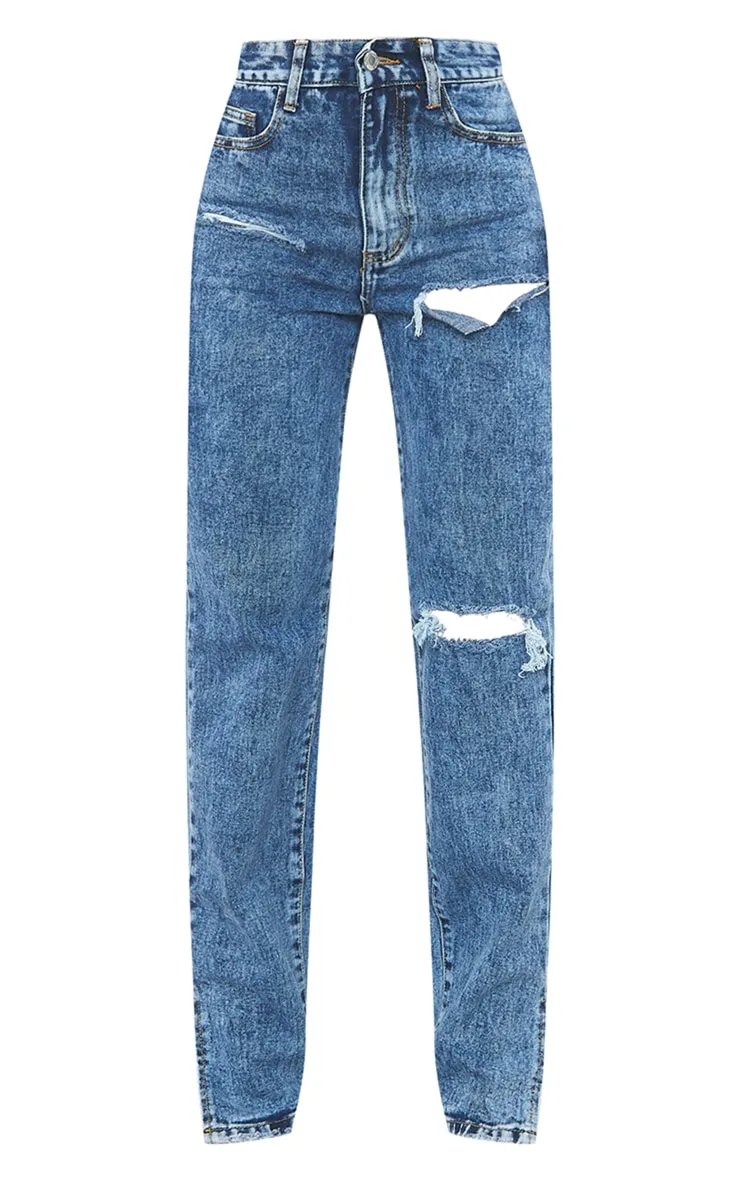 Light Blue Wash Ripped Split Hem Jeans sold by Pretty Little Thing product image thumbnail 5