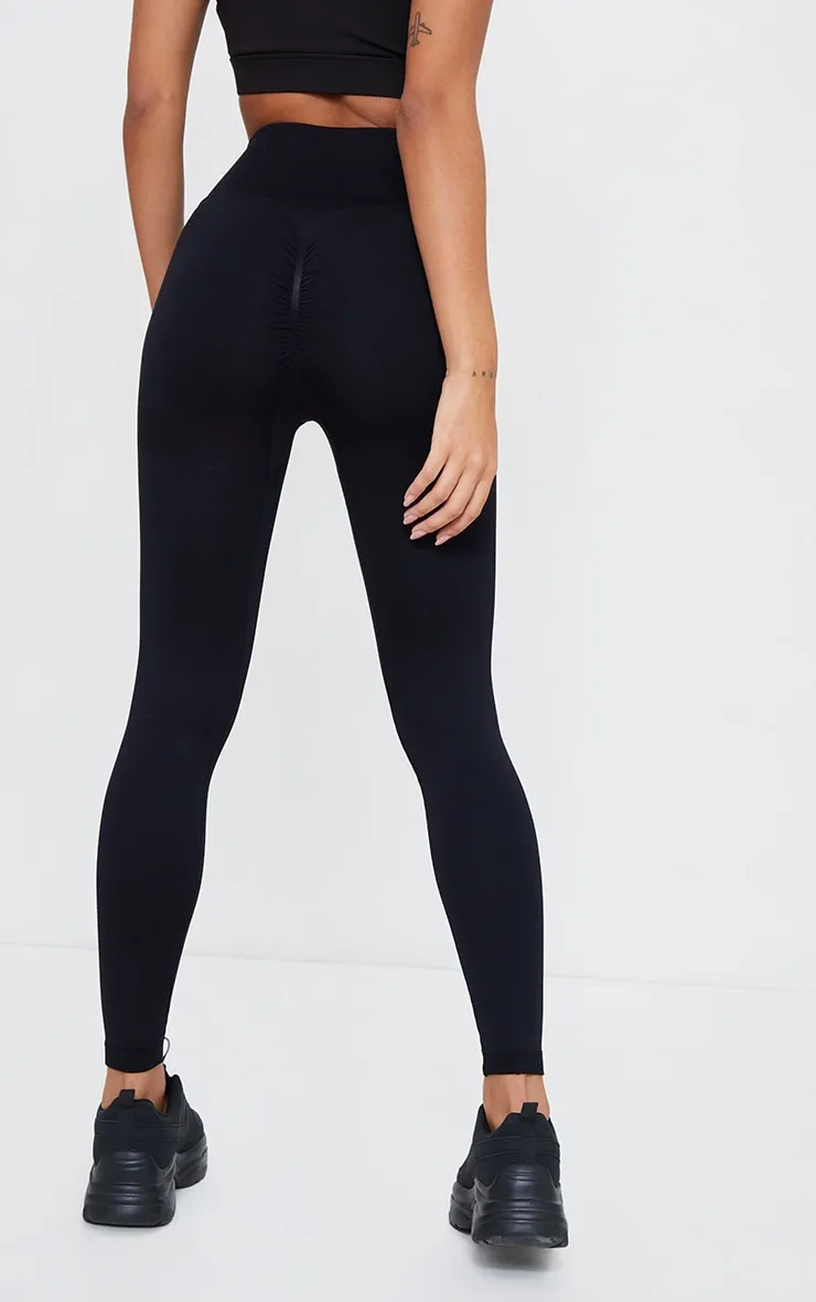 Black Ruched Bum Seamless Leggings sold by Pretty Little Thing product image thumbnail 3