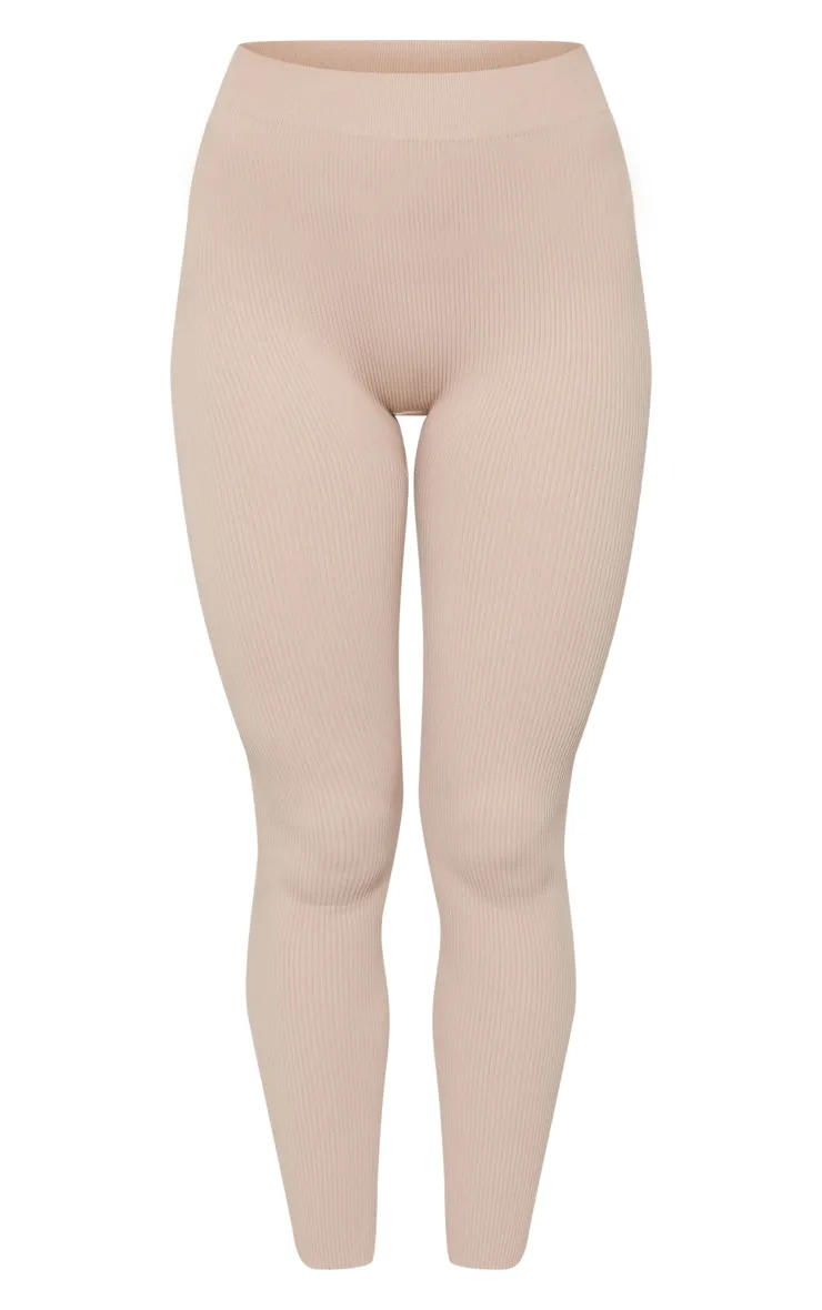 Stone Structured Contour Rib Leggings sold by Pretty Little Thing product image thumbnail 5