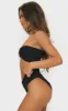 Black Hammered Trim High Waist Bikini Bottoms sold by Pretty Little Thing