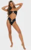 Black Hammered Trim High Waist Bikini Bottoms sold by Pretty Little Thing