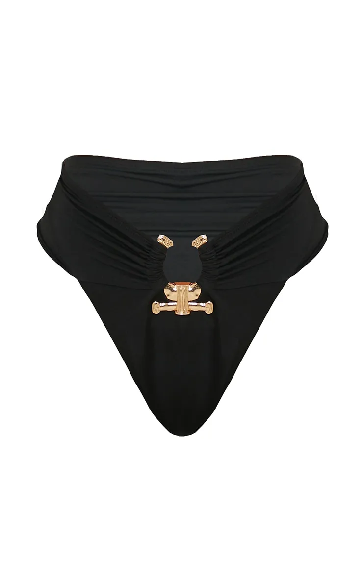 Black Hammered Trim High Waist Bikini Bottoms sold by Pretty Little Thing product image thumbnail 5
