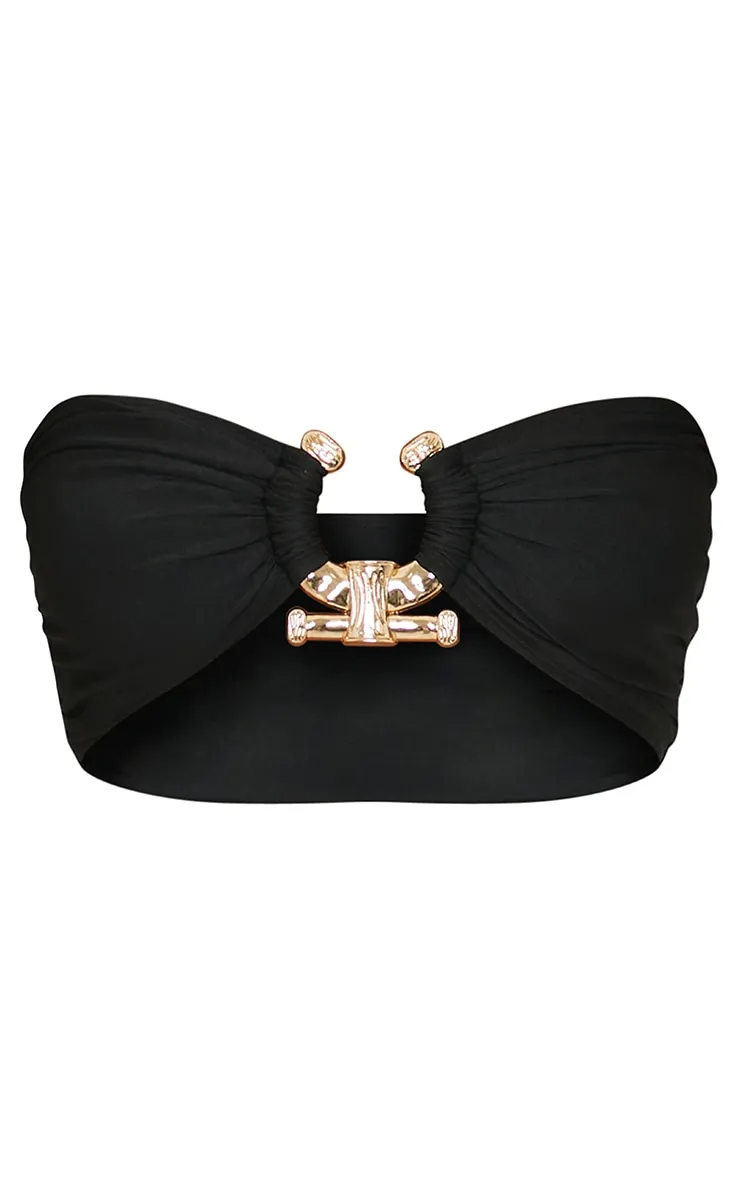 Black Hammered Trim Bandeau Bikini Top sold by Pretty Little Thing product image thumbnail 5