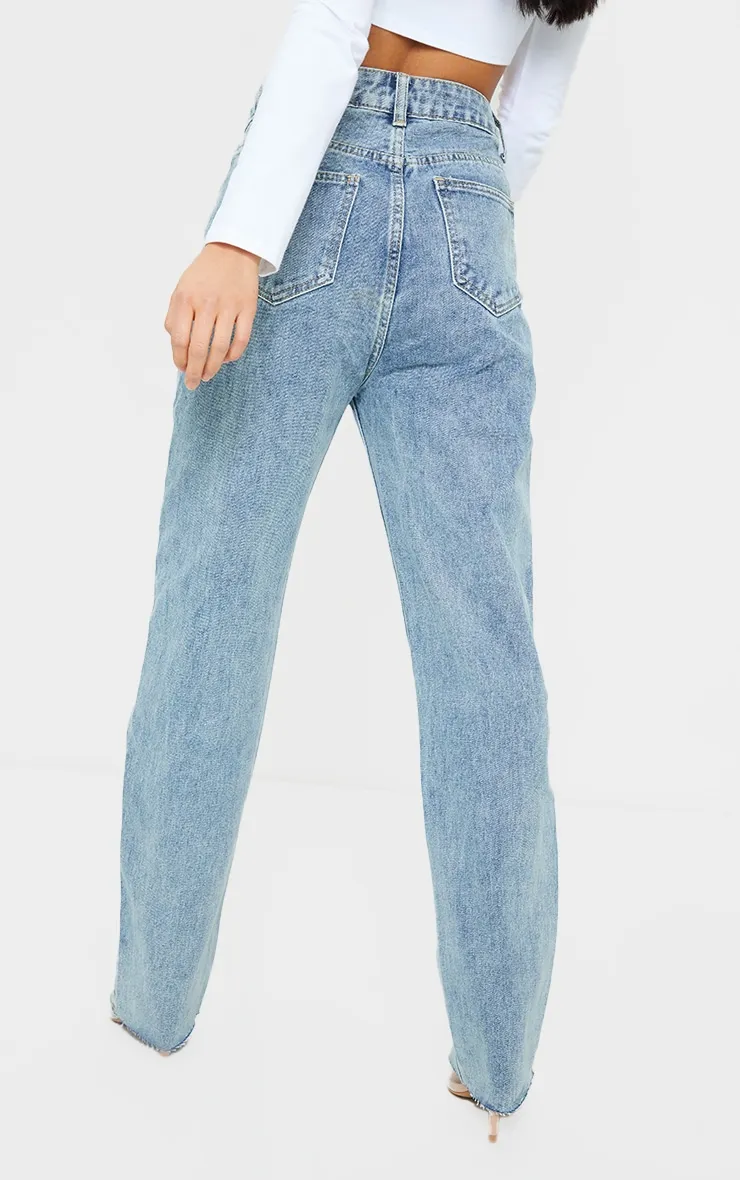 PRETTYLITTLETHING Vintage Petite Wash Long Leg Straight Jeans sold by Pretty Little Thing product image thumbnail 3