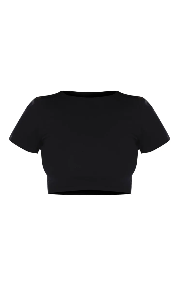 Basic Black Cotton Blend Short Sleeve Crop Top sold by Pretty Little Thing product image thumbnail 5