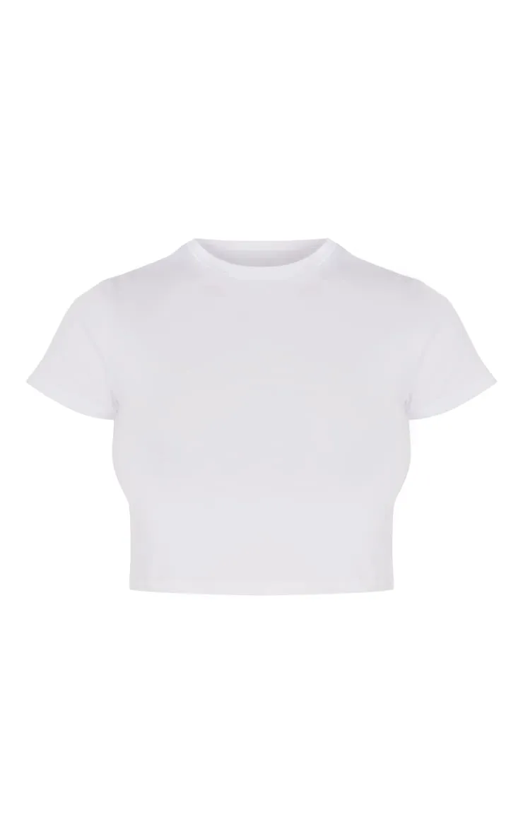 Basic White Cotton Blend Short Sleeve Crop Top sold by Pretty Little Thing product image thumbnail 5