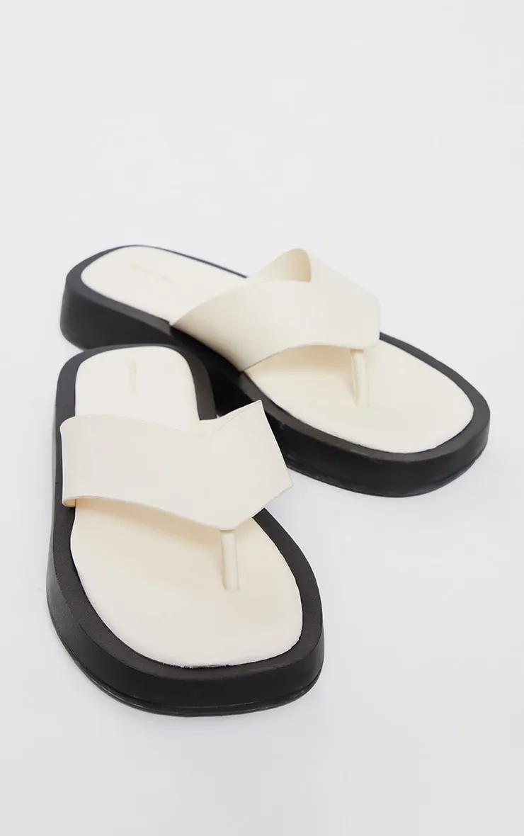 Cream Chunky Sandal Toe Post Flip Flops sold by Pretty Little Thing product image thumbnail 3