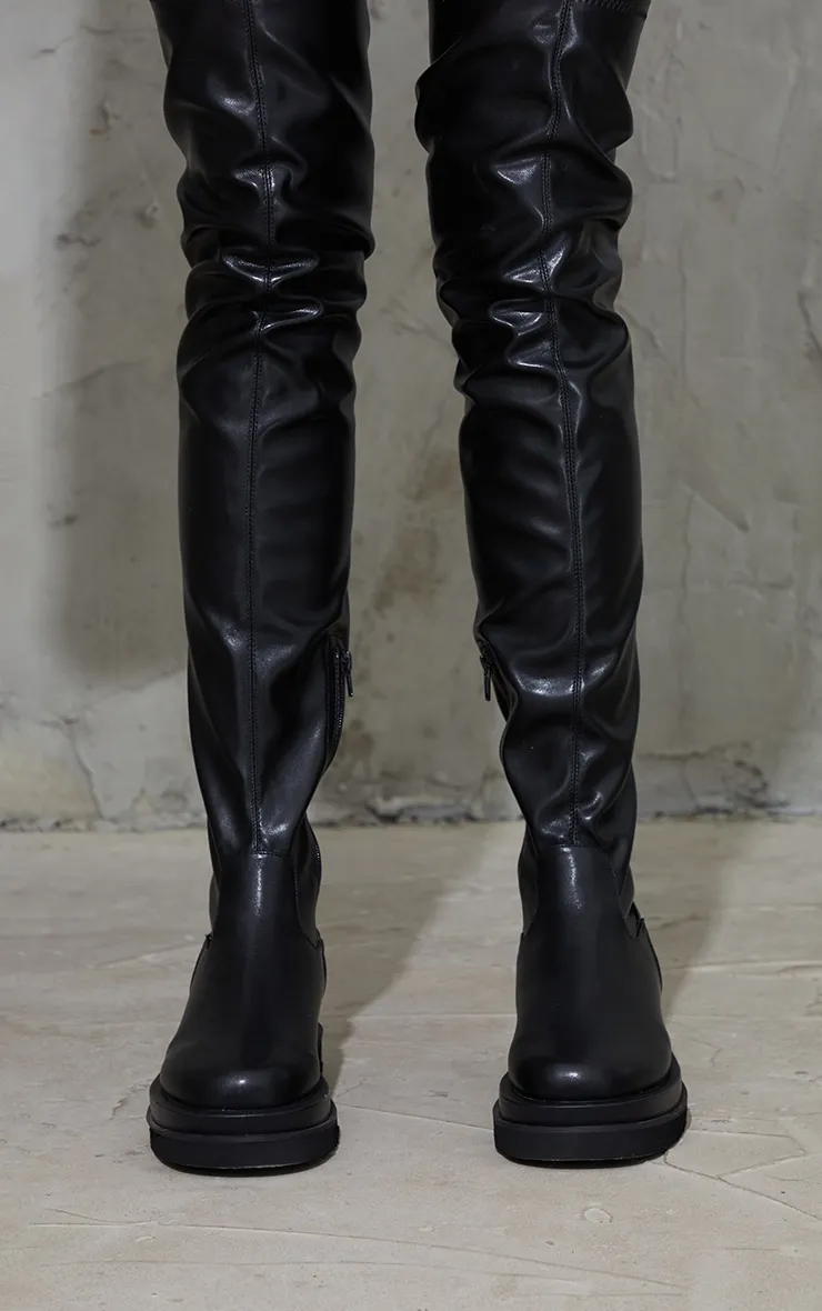 Black Double Sole Over The Knee Boots sold by Pretty Little Thing product image thumbnail 3