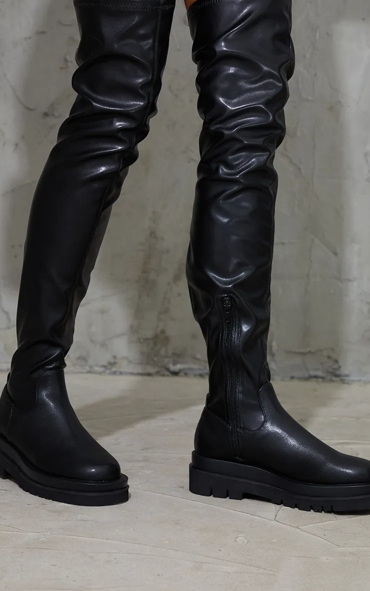 Black Double Sole Over The Knee Boots sold by Pretty Little Thing product image thumbnail 4