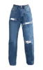PRETTYLITTLETHING Petite Mid Blue Wash Open Knee Boyfriend Jeans sold by Pretty Little Thing