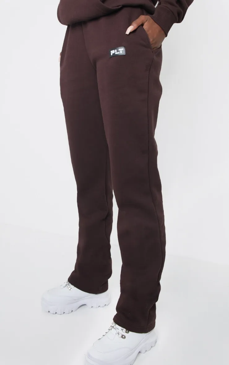 PRETTYLITTLETHING Tall Chocolate Badge Detail Straight Leg Joggers sold by Pretty Little Thing product image thumbnail 2