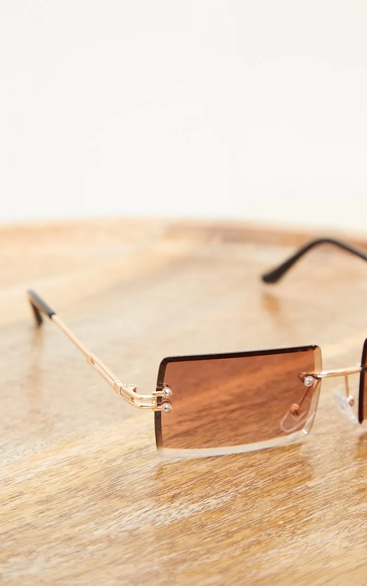Rose Lens Square Frameless Sunglasses sold by Pretty Little Thing product image thumbnail 3