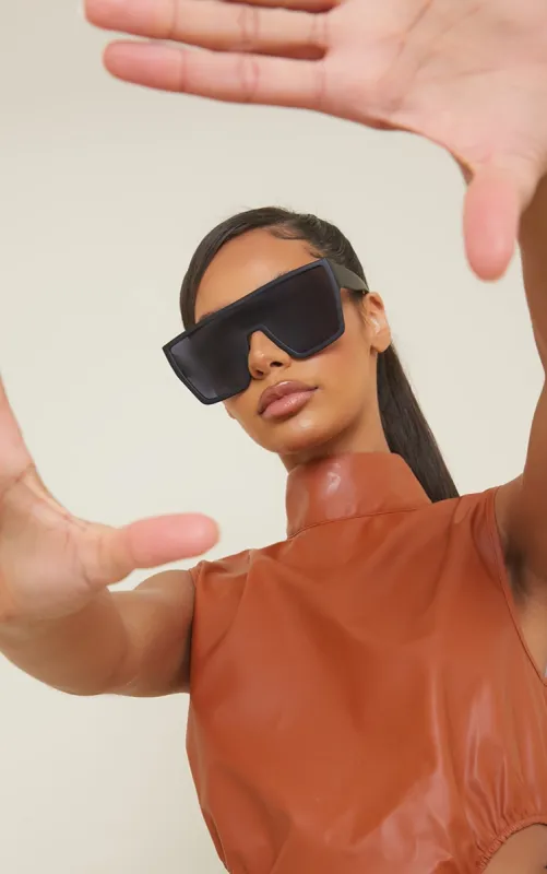 Black Matte Oversized Square Frame Sunglasses sold by Pretty Little Thing