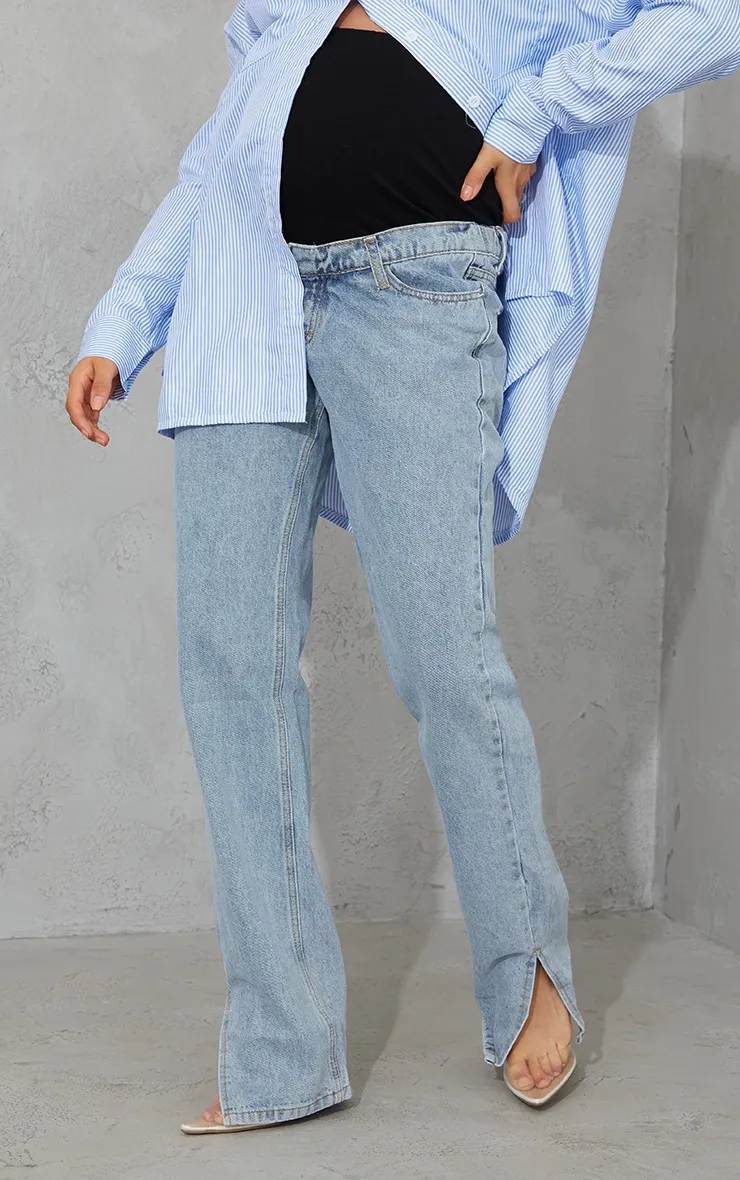 Maternity Light Blue Wash Split Hem Jeans sold by Pretty Little Thing product image thumbnail 2