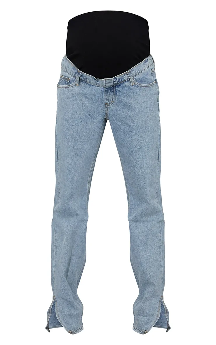 Maternity Light Blue Wash Split Hem Jeans sold by Pretty Little Thing product image thumbnail 5