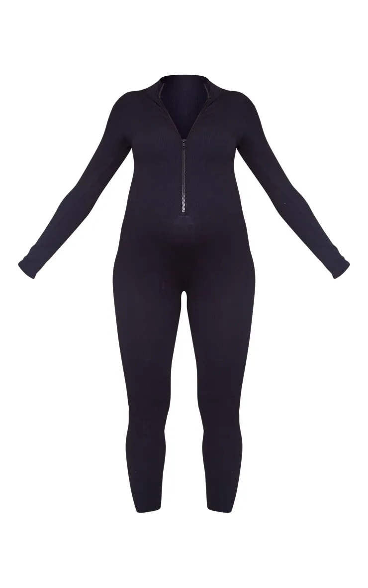 Maternity Black Contour Ribbed Jumpsuit sold by Pretty Little Thing product image thumbnail 5