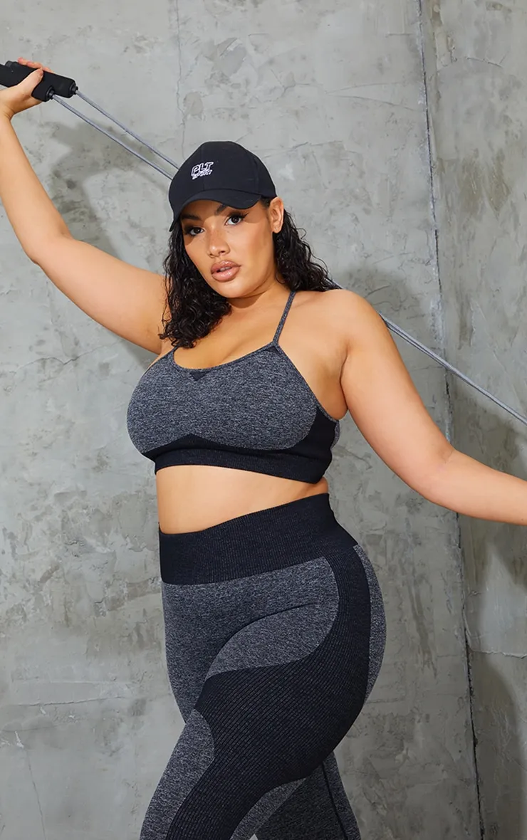 Plus Black Seamless Longline Sports Bra Top sold by Pretty Little Thing product image thumbnail 3