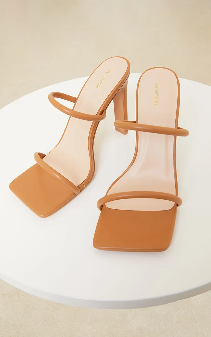 Tan Wide Fit Extreme Square Toe Twin Strap Mule High Heels sold by Pretty Little Thing product image thumbnail 3