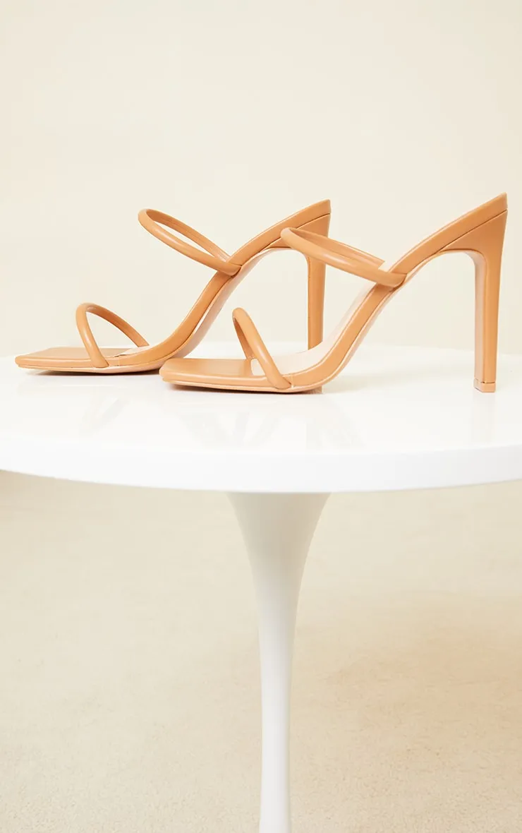 Tan Wide Fit Extreme Square Toe Twin Strap Mule High Heels sold by Pretty Little Thing product image thumbnail 4