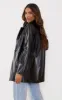 Black Longline Lapel Detail Faux Leather Blazer sold by Pretty Little Thing