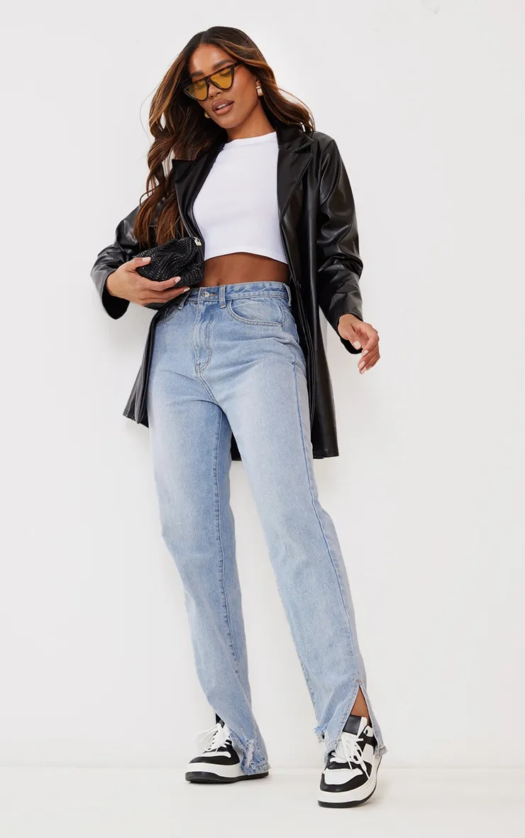 Black Longline Lapel Detail Faux Leather Blazer sold by Pretty Little Thing product image thumbnail 3