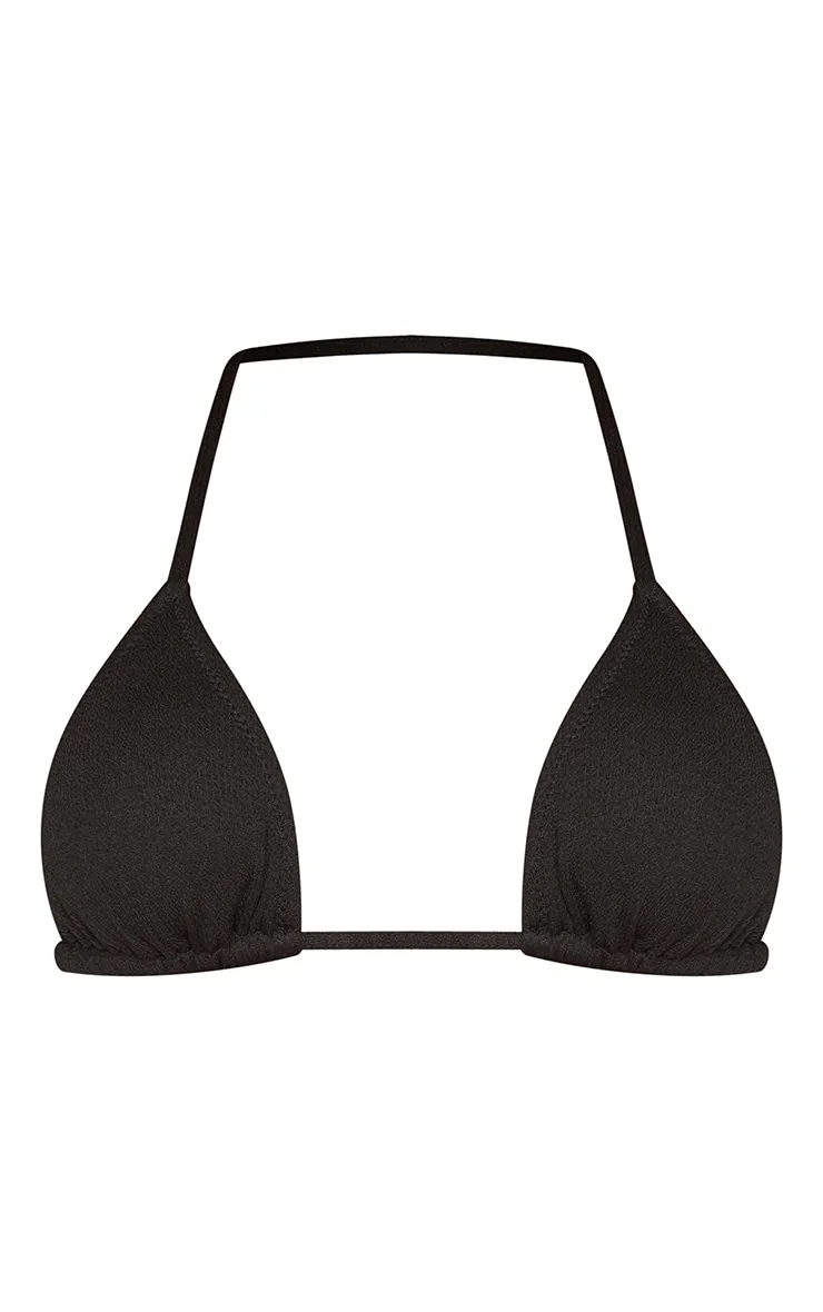 Black Ribbed Padded Triangle Bikini Top sold by Pretty Little Thing product image thumbnail 5