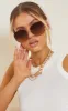 Brown Rimless Oversized Rounded Sunglasses sold by Pretty Little Thing