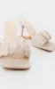 Cream WIDE FIT PU Ruched Square Toe Heeled Mules sold by Pretty Little Thing