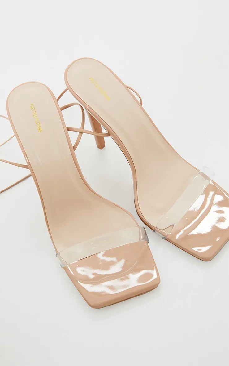 Nude Wide Fit Clear Strap Lace Up High Heeled Sandals sold by Pretty Little Thing product image thumbnail 3