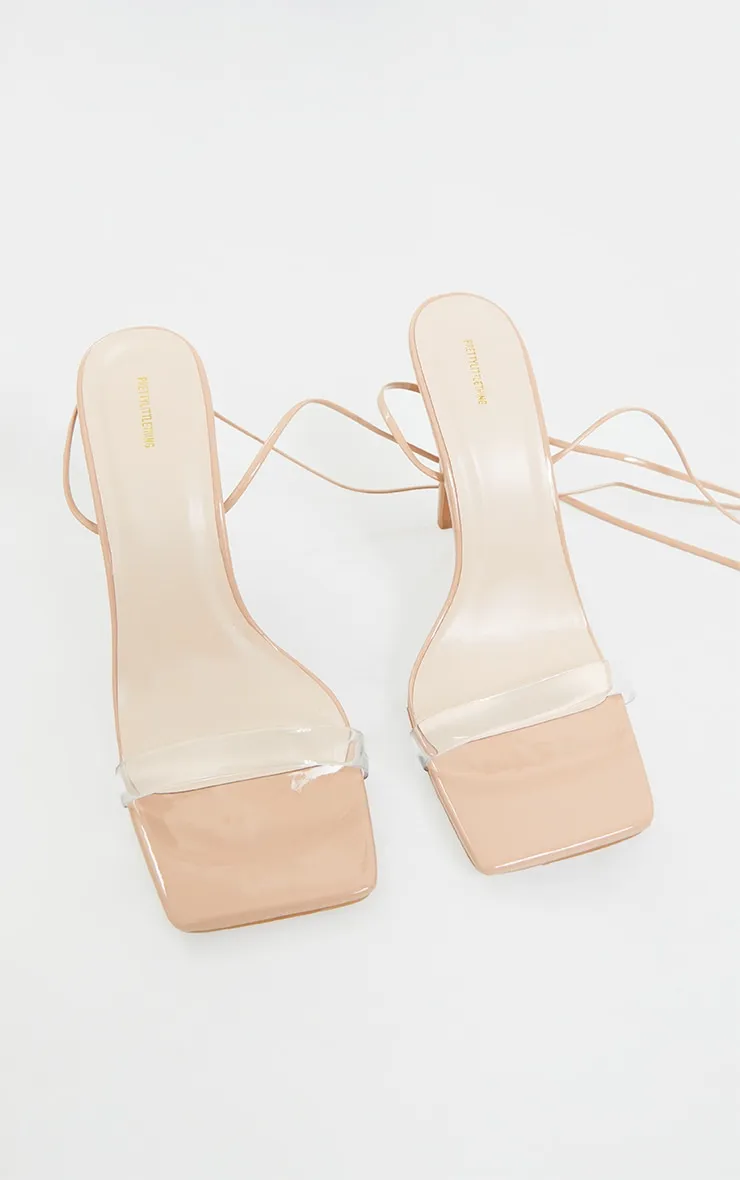 Nude Wide Fit Clear Strap Lace Up High Heeled Sandals sold by Pretty Little Thing product image thumbnail 4