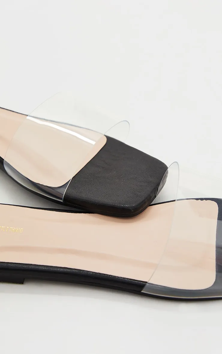 Black WIDE FIT PU Clear Strap Mule Sandals sold by Pretty Little Thing product image thumbnail 4