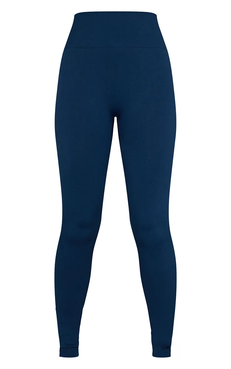 Navy Basic Seamless High Waist Gym Leggings sold by Pretty Little Thing product image thumbnail 5